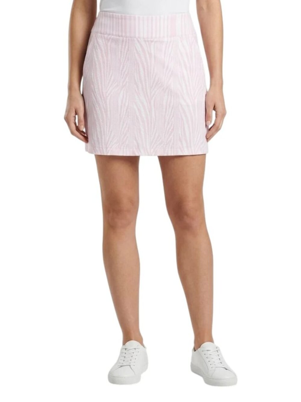 Adidas Skort Large Striped Pull On Printed Pink White Tennis Golf Athleisure NEW